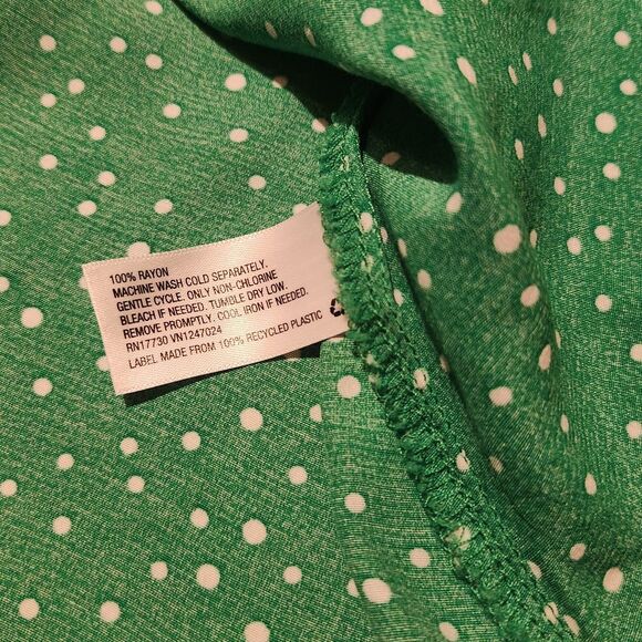 2/$15 A New Day Green Wrap, Vneck Dress White Polka Dots, Size M - Picture 5 of 8